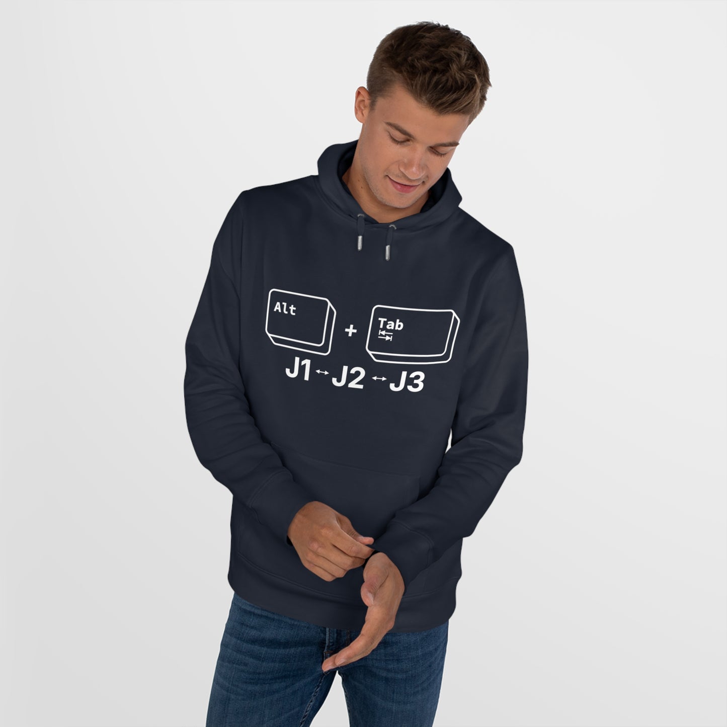 Tech King Hooded Sweatshirt - 'Alt + Tab J1, J2, J3' Design