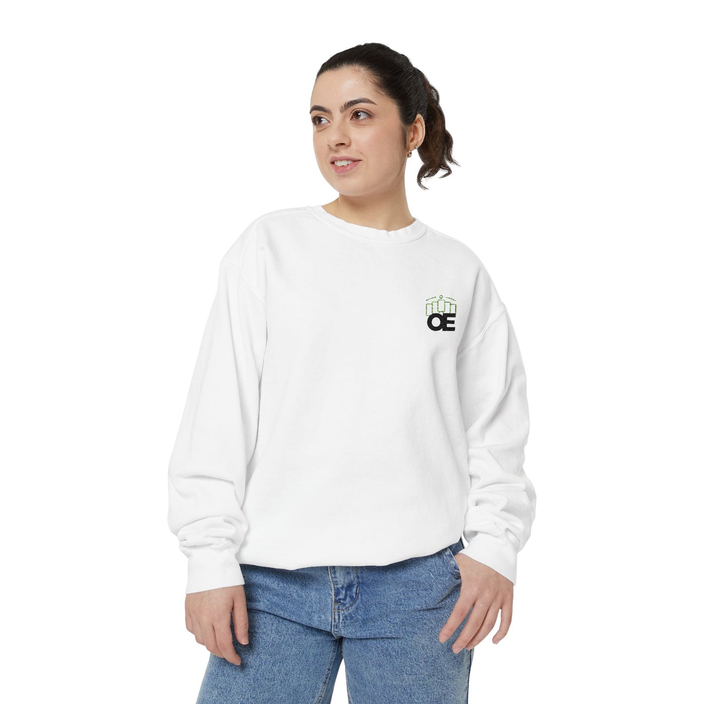 Premium unisex garment-dyed sweatshirt with embroidered OE logo