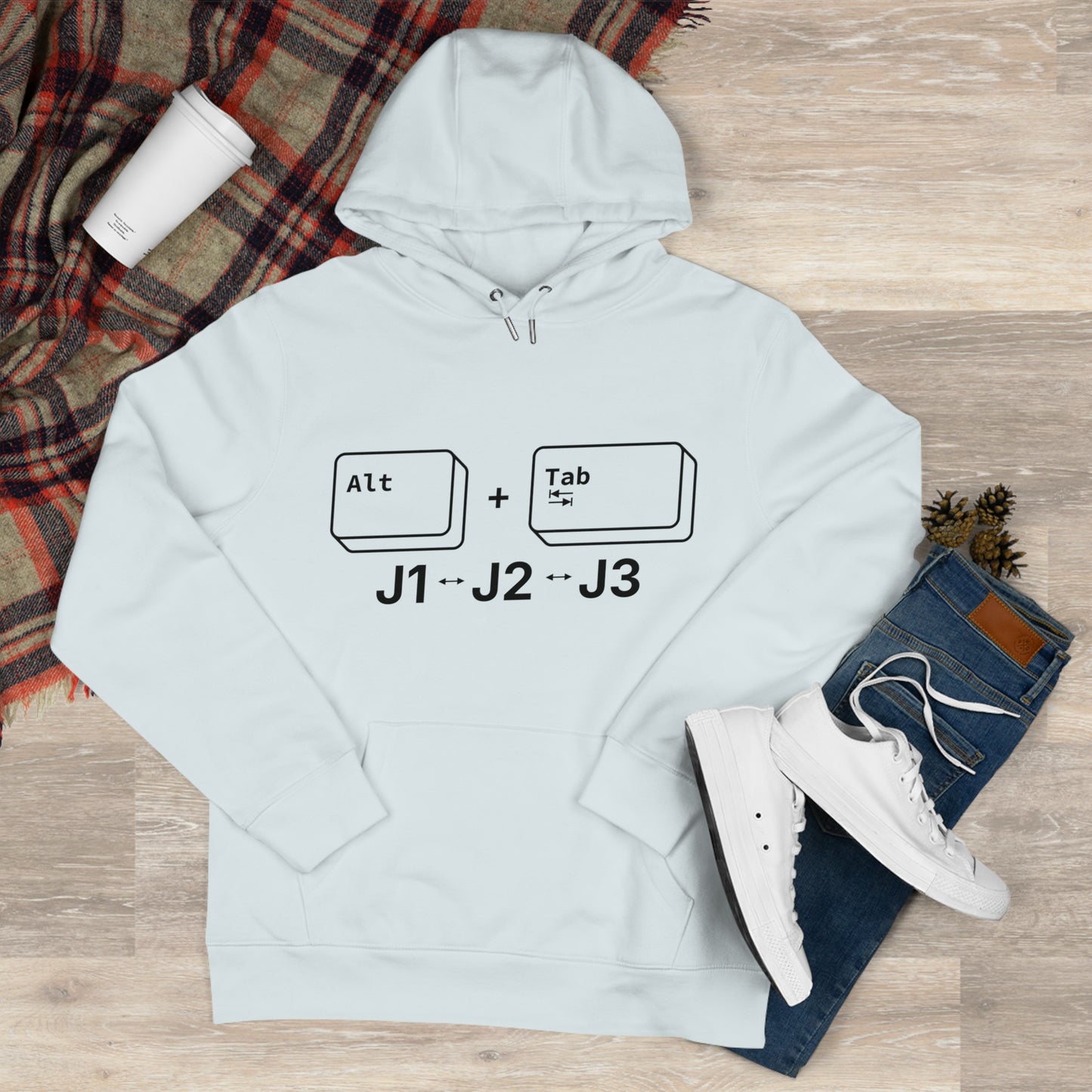 Tech King Hooded Sweatshirt - 'Alt + Tab J1, J2, J3' Design
