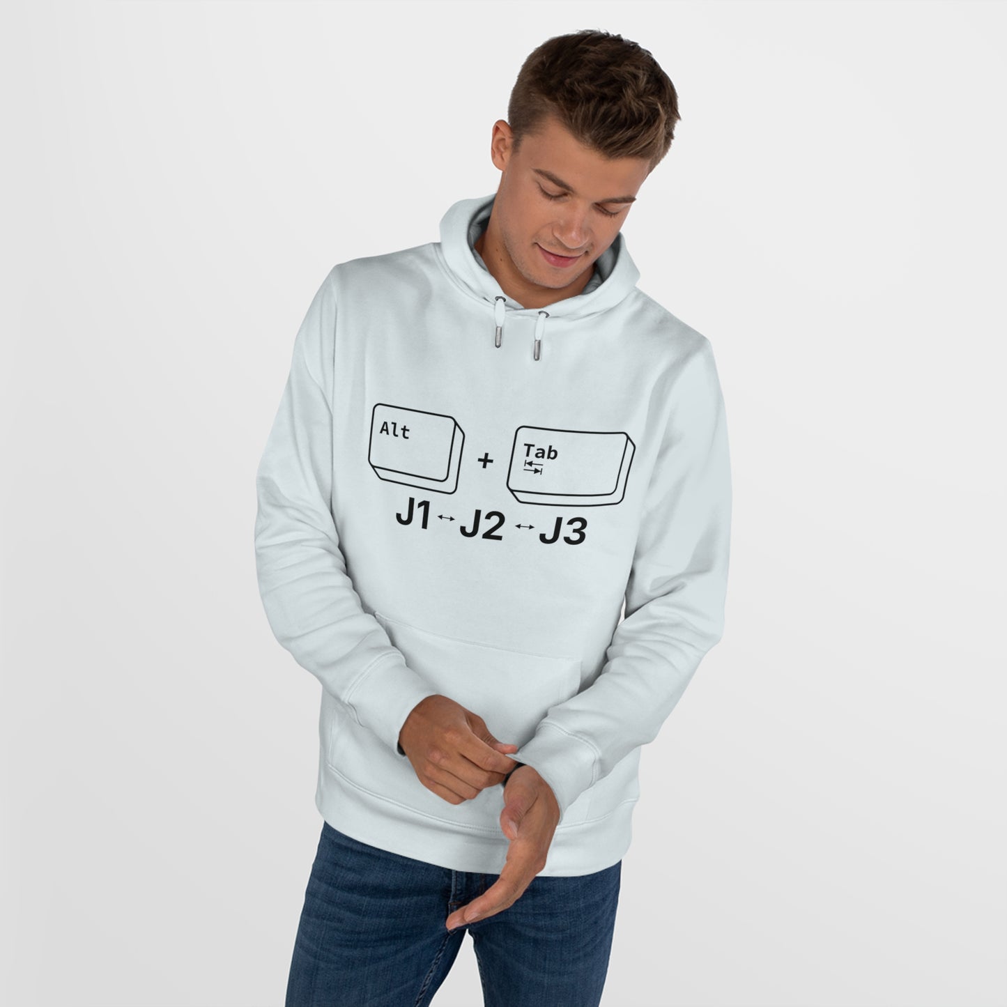 Tech King Hooded Sweatshirt - 'Alt + Tab J1, J2, J3' Design