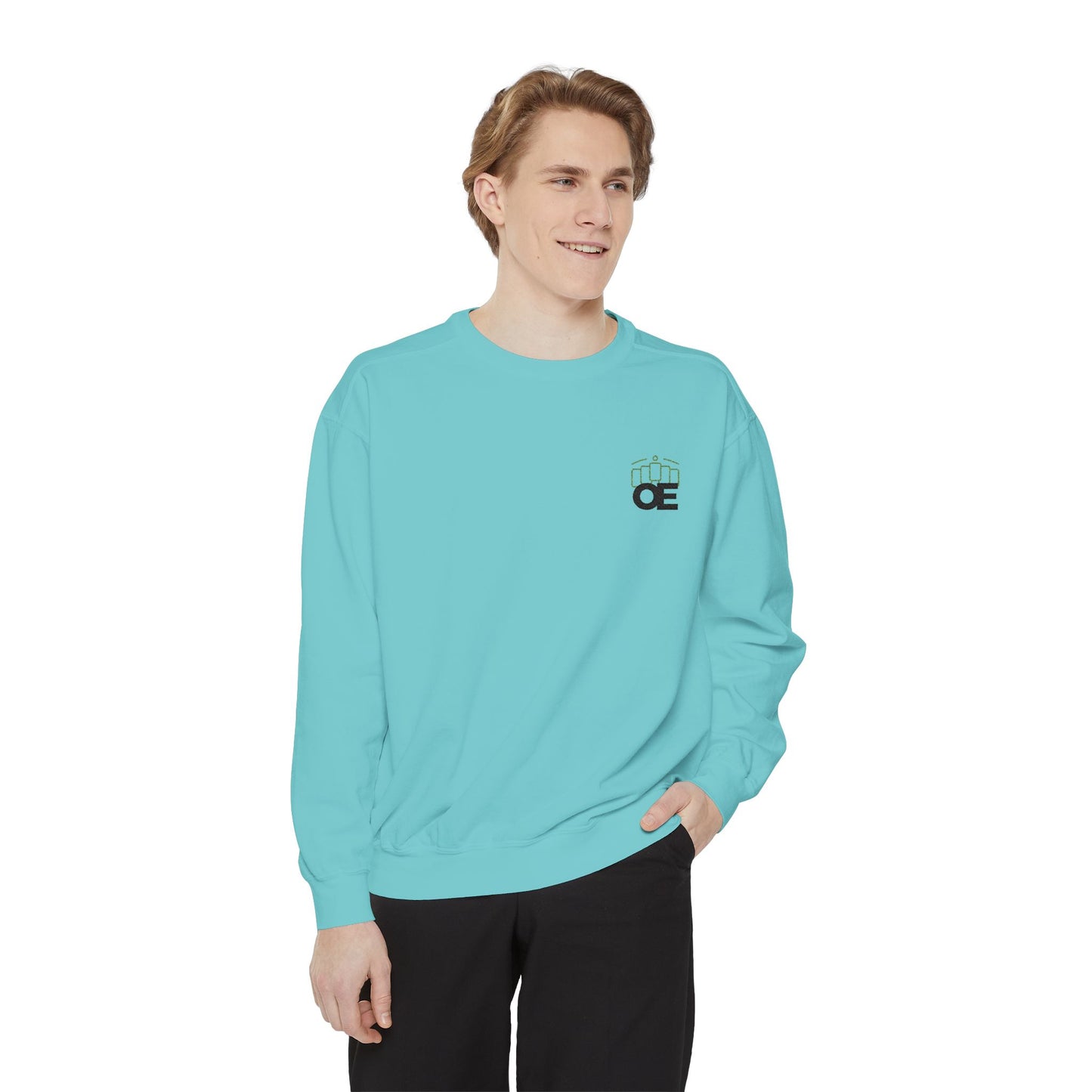 Premium unisex garment-dyed sweatshirt with embroidered OE logo