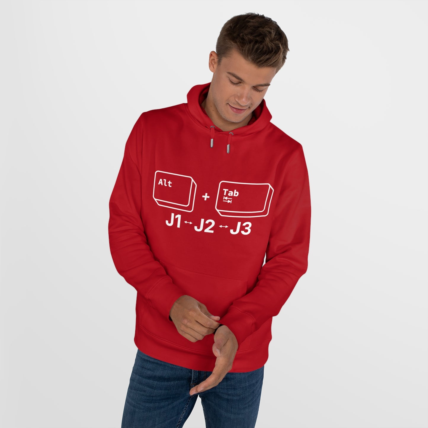 Tech King Hooded Sweatshirt - 'Alt + Tab J1, J2, J3' Design
