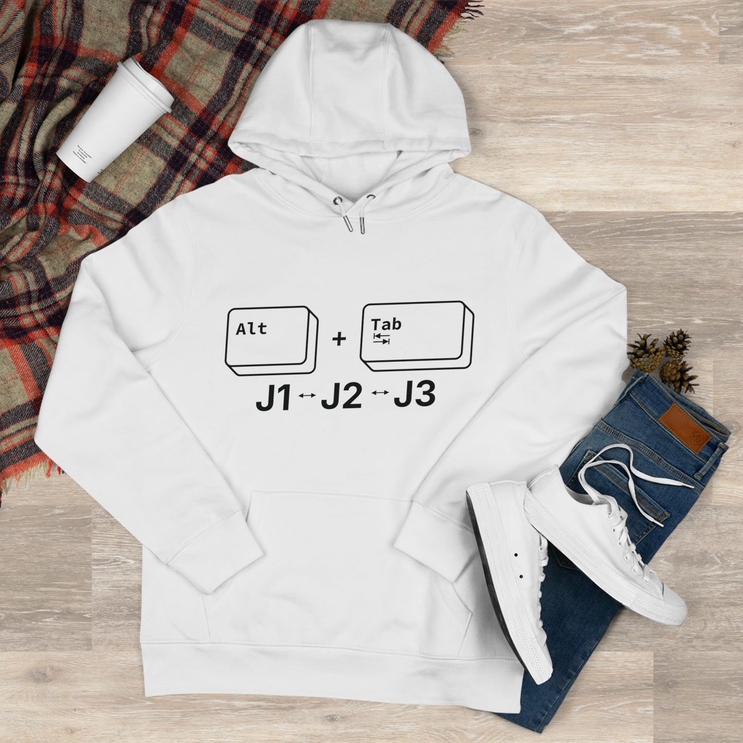 Tech King Hooded Sweatshirt - 'Alt + Tab J1, J2, J3' Design