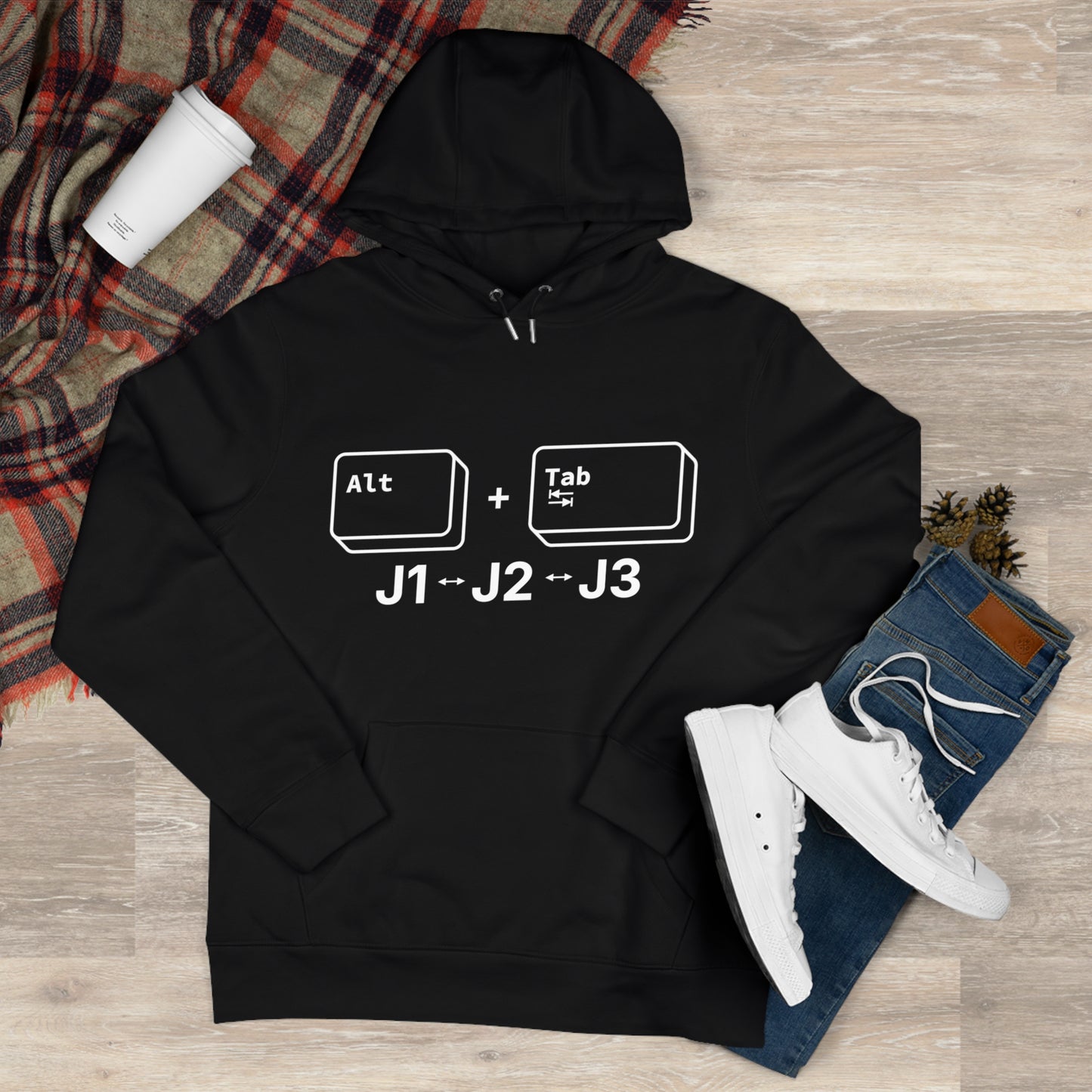 Tech King Hooded Sweatshirt - 'Alt + Tab J1, J2, J3' Design