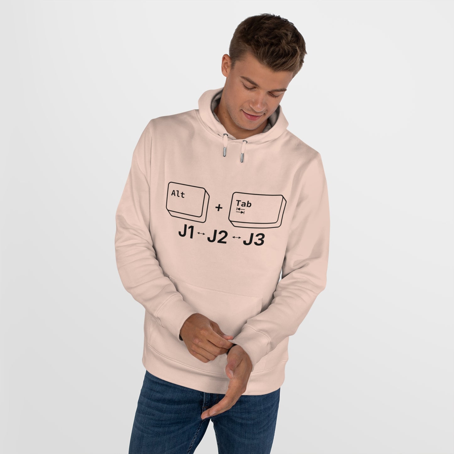 Tech King Hooded Sweatshirt - 'Alt + Tab J1, J2, J3' Design