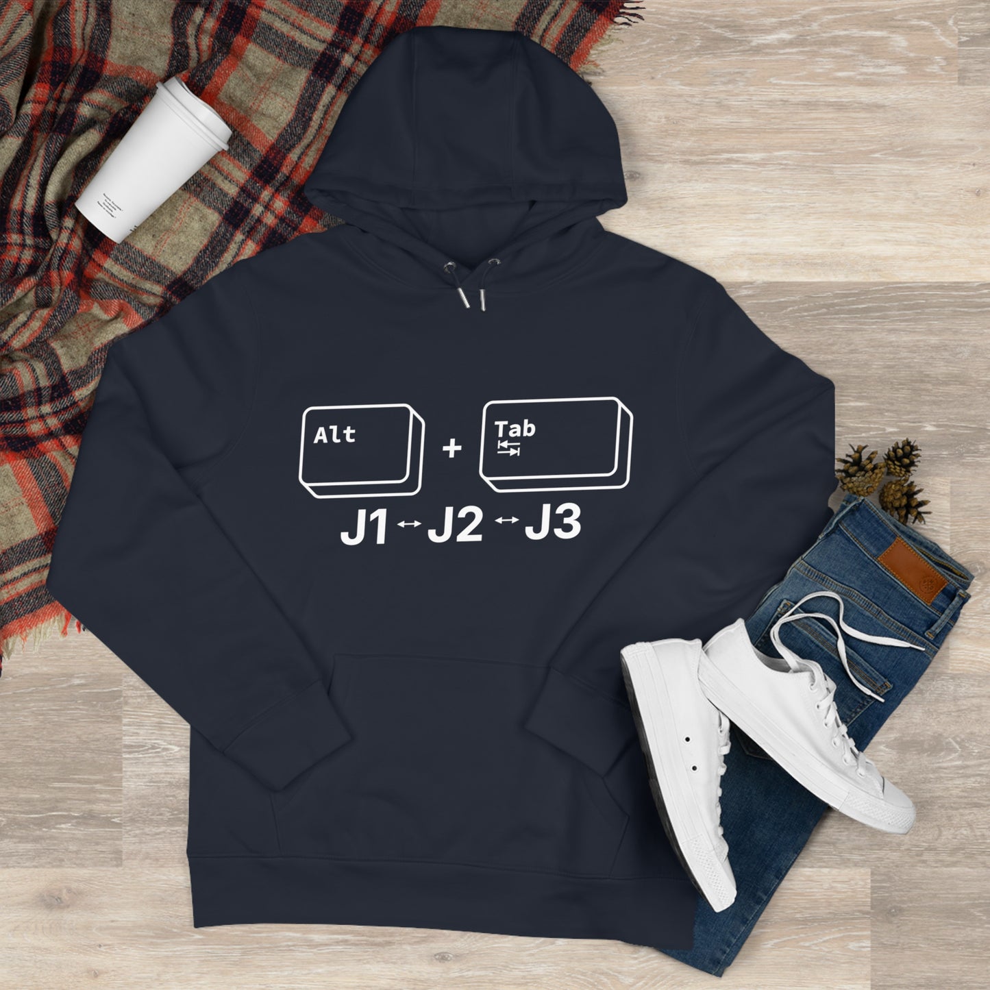 Tech King Hooded Sweatshirt - 'Alt + Tab J1, J2, J3' Design