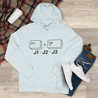 Tech King Hooded Sweatshirt - 'Alt + Tab J1, J2, J3' Design