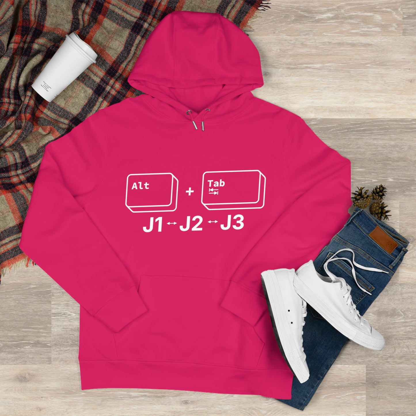 Tech King Hooded Sweatshirt - 'Alt + Tab J1, J2, J3' Design