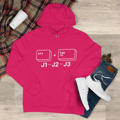 Tech King Hooded Sweatshirt - 'Alt + Tab J1, J2, J3' Design