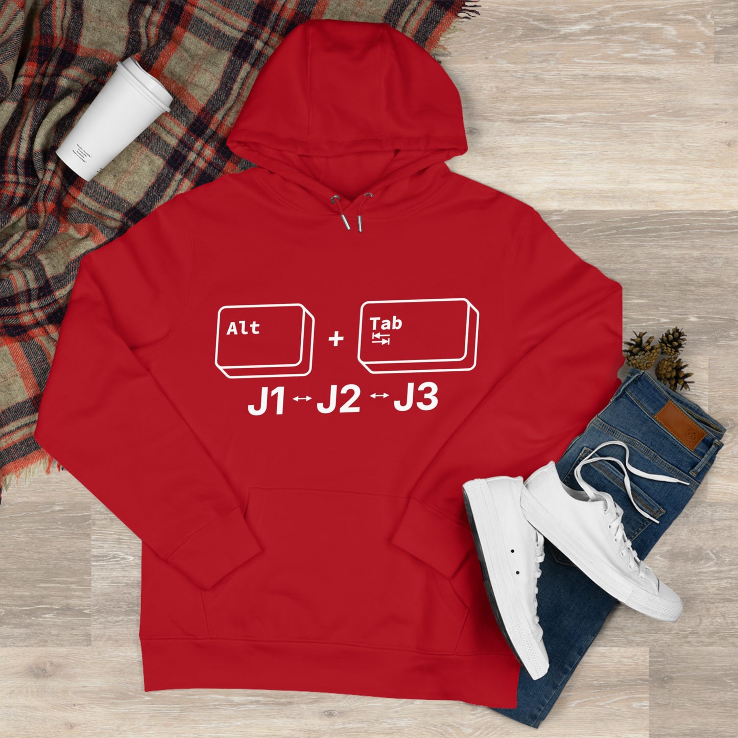 Tech King Hooded Sweatshirt - 'Alt + Tab J1, J2, J3' Design