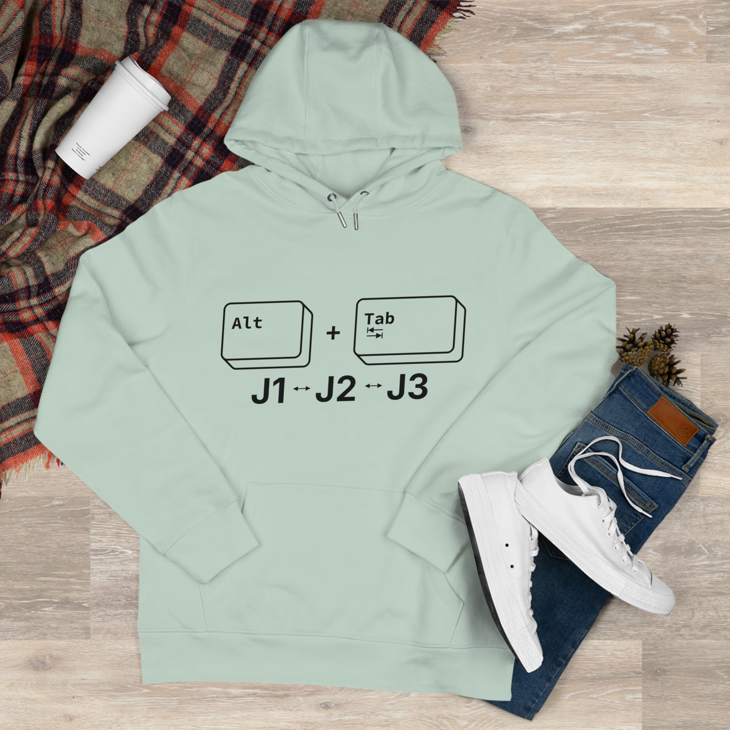 Tech King Hooded Sweatshirt - 'Alt + Tab J1, J2, J3' Design