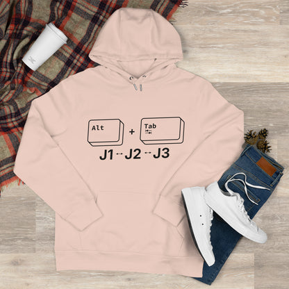 Tech King Hooded Sweatshirt - 'Alt + Tab J1, J2, J3' Design