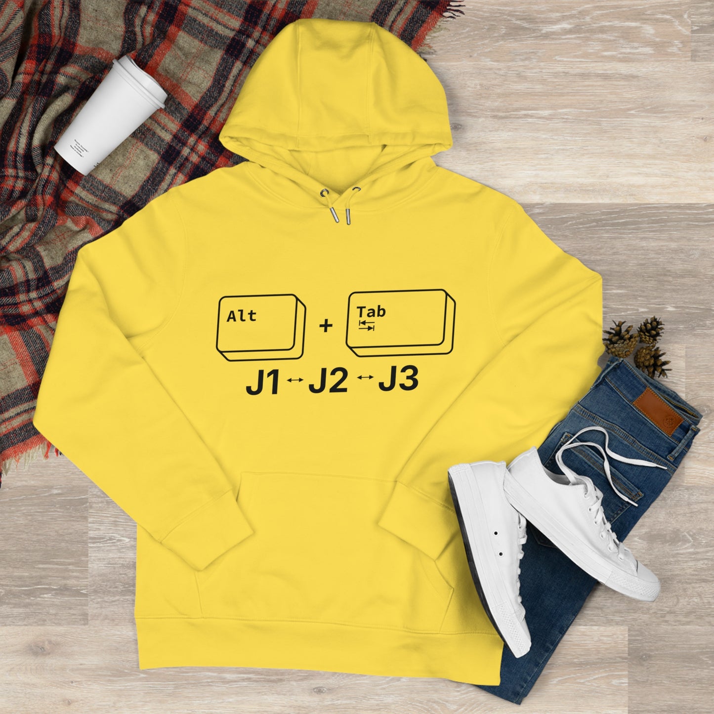 Tech King Hooded Sweatshirt - 'Alt + Tab J1, J2, J3' Design