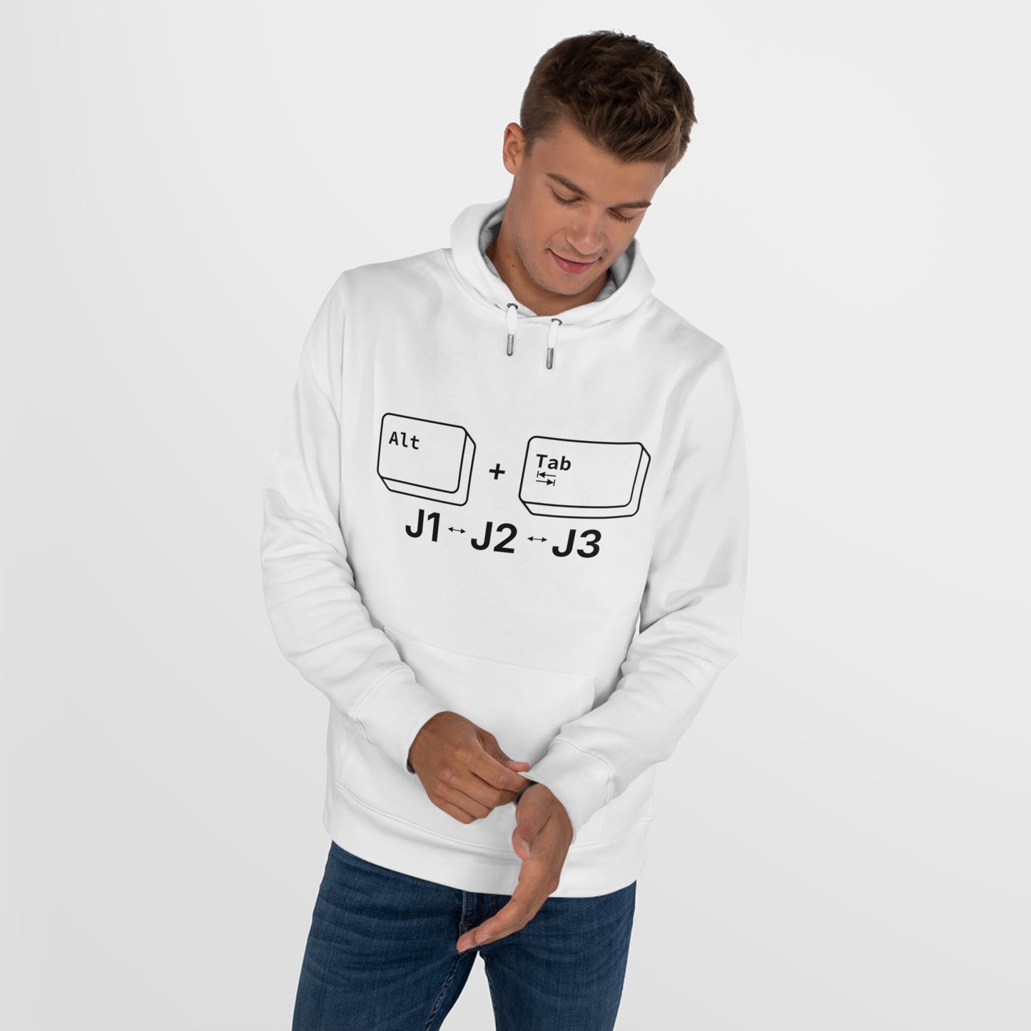 Tech King Hooded Sweatshirt - 'Alt + Tab J1, J2, J3' Design
