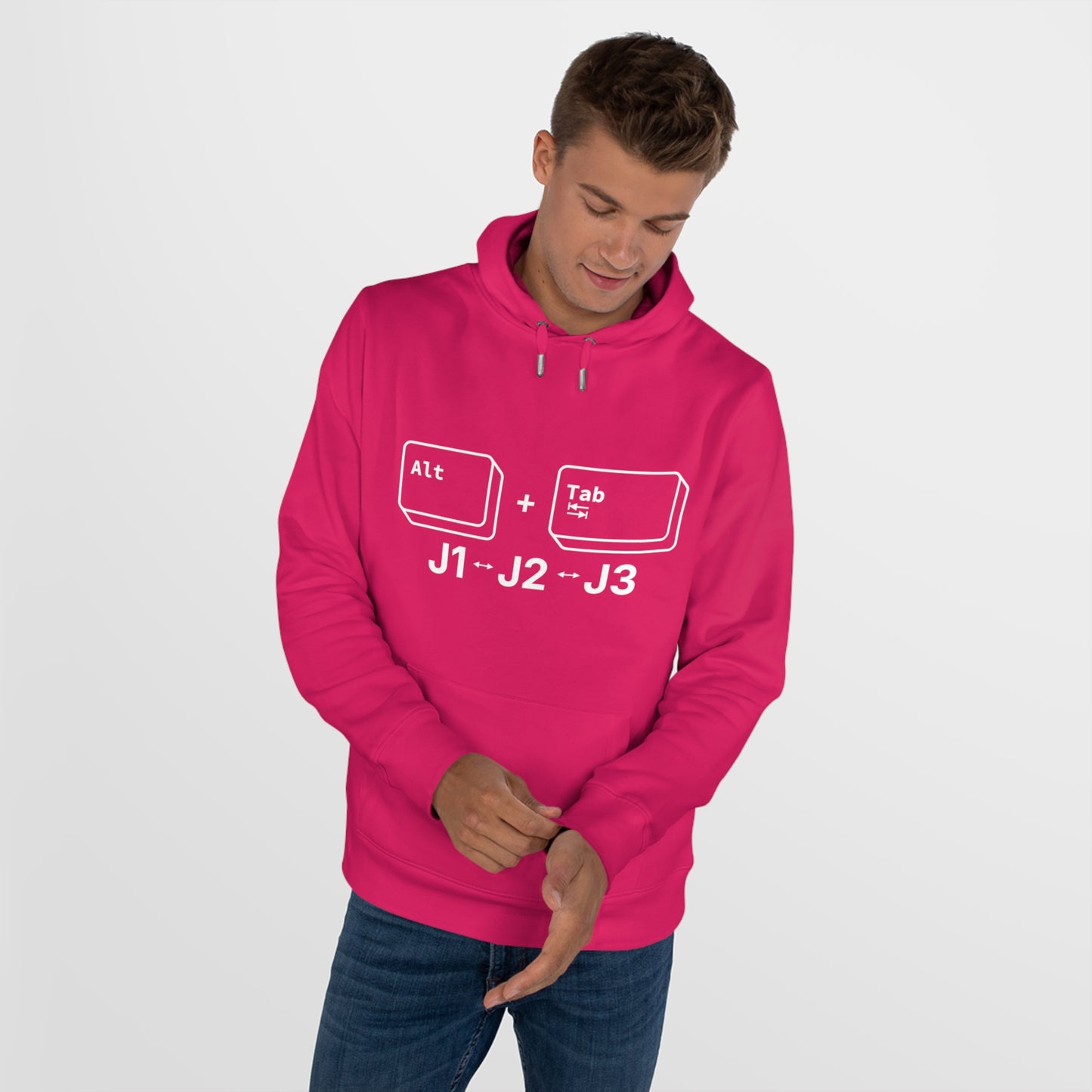 Tech King Hooded Sweatshirt - 'Alt + Tab J1, J2, J3' Design