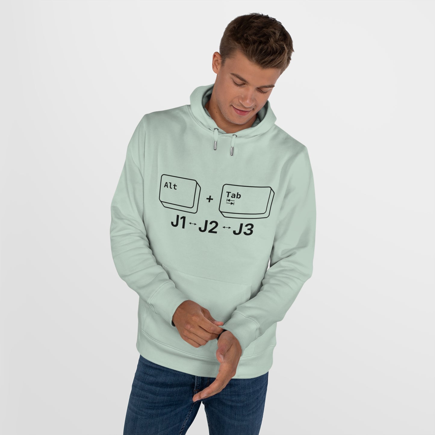Tech King Hooded Sweatshirt - 'Alt + Tab J1, J2, J3' Design