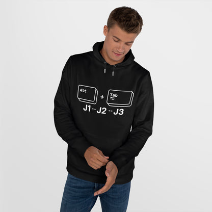 Tech King Hooded Sweatshirt - 'Alt + Tab J1, J2, J3' Design